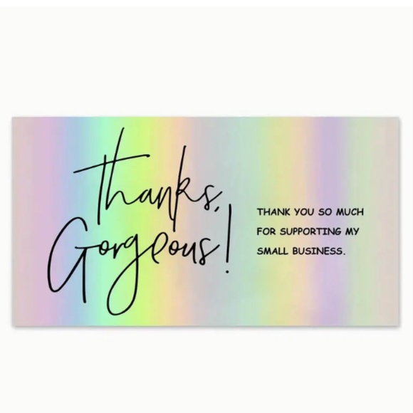 NEW 50 Pc Holographic Colorful Thank You For Supporting My Small Business Cards - Picture 1 of 2
